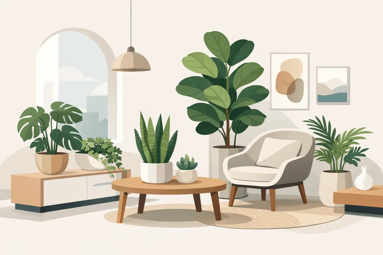 Schöne Pflanzen für modernes Interior